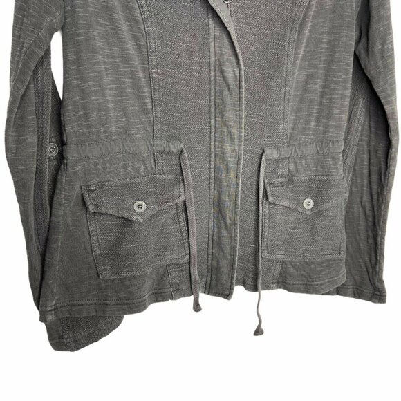 Anthro Saturday Sunday Utility Jacket Womens Size XS Grey Moto Drawstring‎ Waist - Picture 7 of 11